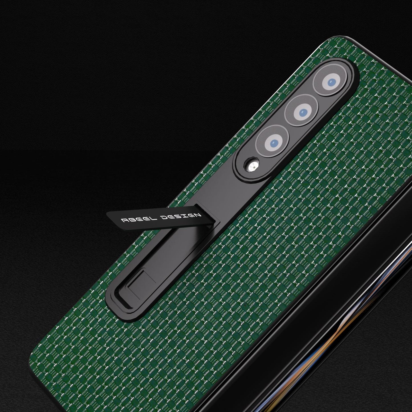 NNEDSZ Premium Leather Phone Case With Holder For Samsung Galaxy Z Fold 4 / 5G - Luxury Design - Night Green-4