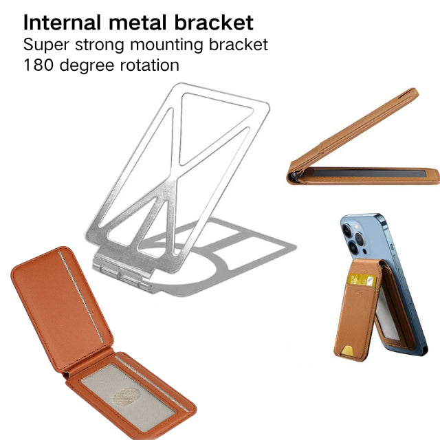 NNEDSZ Dark Purple MagSafe Magnetic Wallet with Stand - PU Leather Card Holder for iPhone-4