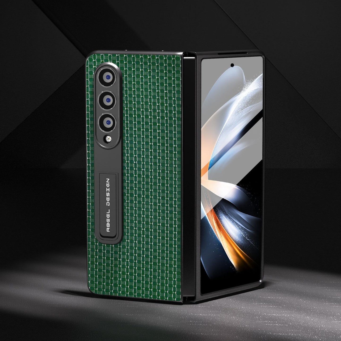 NNEDSZ Premium Leather Phone Case With Holder For Samsung Galaxy Z Fold 4 / 5G - Luxury Design - Coffee-2