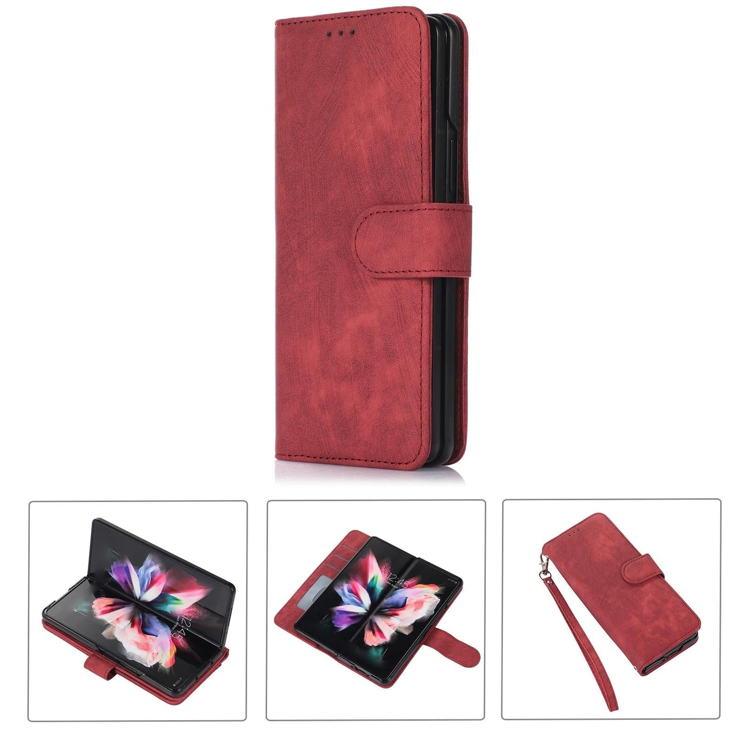 NNEDSZ Samsung Galaxy Z Fold 4 Leather Phone Case With Pen Slot - Horizontal Flip-0