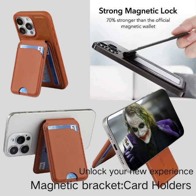 NNEDSZ Dark Purple MagSafe Magnetic Wallet with Stand - PU Leather Card Holder for iPhone-1