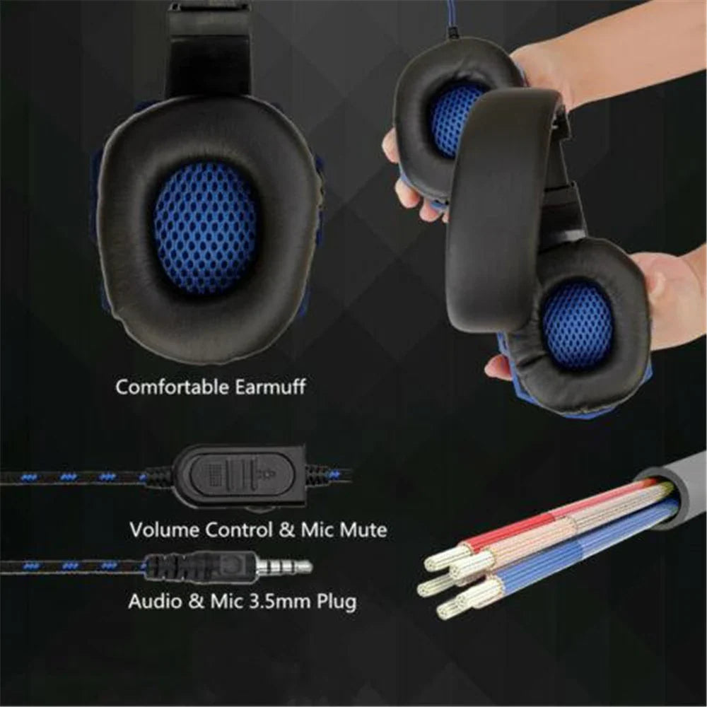 NNEOBA Wired Gaming Headset with Noise Cancelling Microphone(Blue)-1
